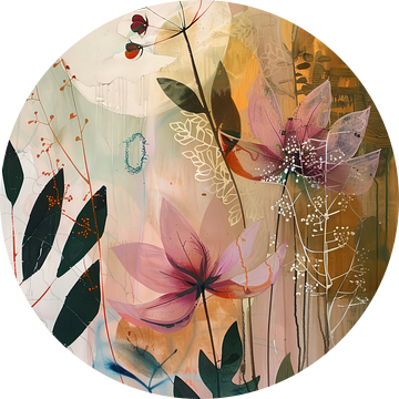 Modern en kleurrijk stilleven met bloemen in Japandi stijl van Japandi Art Studio