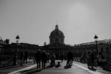 Pont des Arts Institut de France, black and white photograph in Paris, France by Manon Visser