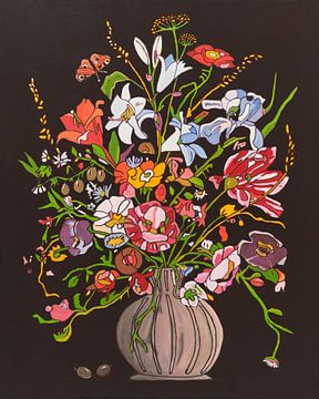 Blumen, bunt, modern, alte Meister, fröhlich (PLUS4) von Marjolein Bresser