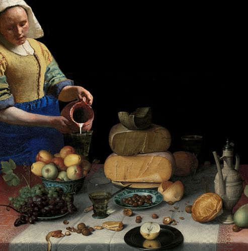 Une laitière et une nature morte aux fromages sur Digital Art Studio