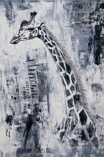 Giraffe in zwart-wit