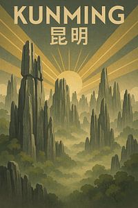 Kunming Steinwald Majestät - Sonnenstrahlen über alte Formationen