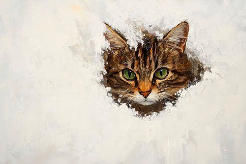 Kat in de sneeuw