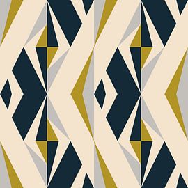 Retro geometry  with triangles in Bauhaus style in gray, mustard yello by Dina Dankers