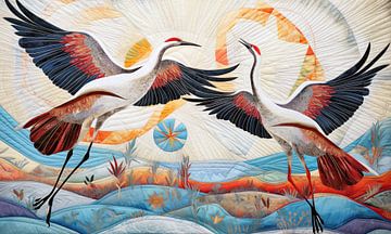 Quilted Cranes by Jacky