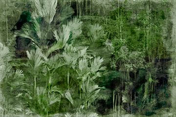 Japandi regenwoud plantkunde abstractie van Mad Dog Art