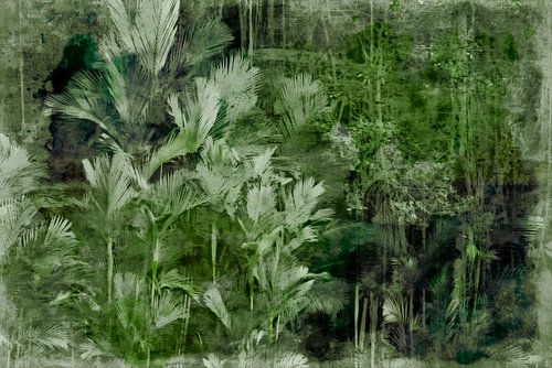 Japandi regenwoud plantkunde abstractie van Mad Dog Art