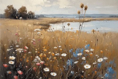 Landschap met bloemen in de lente