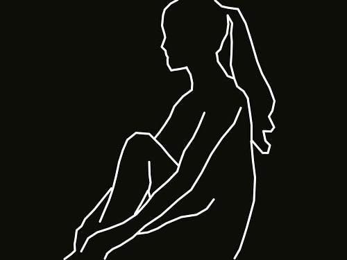 Abstract line drawing seated woman