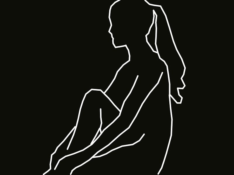 Dessin au trait abstrait femme assise par Maurice Dawson