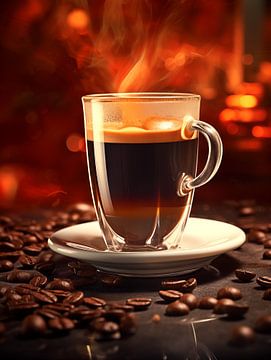 Kopje dampende koffie van Koffie Zwart