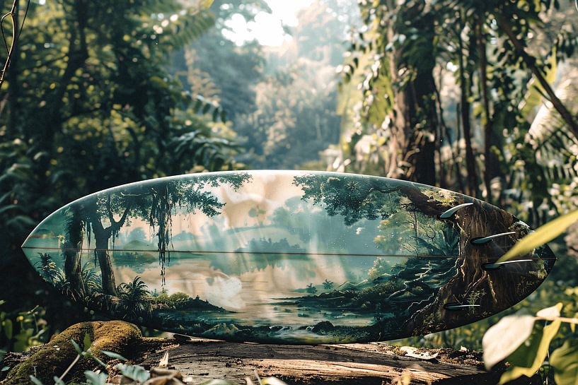 Surfplank met boslandschap van Art & Soul Creations