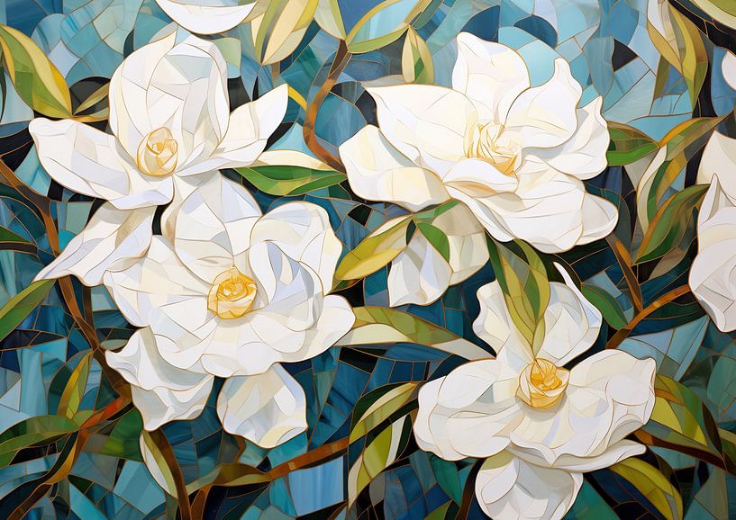 Magnolie | Abstrakte Magnolie von Abstraktes Gemälde