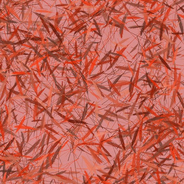 Modern botanisch abstract in terra, oranje en roze van Abstract Minimalist Art