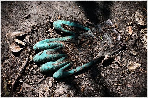 Grondig gebruikte werkhandschoen