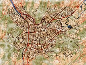 Karte von Grenoble im stil 'Serene Summer'