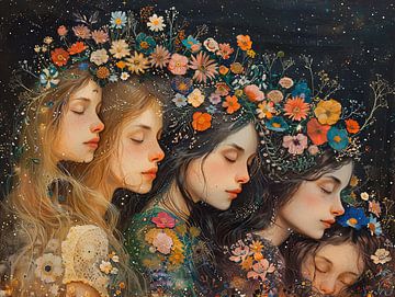 Frauen Blumen und Sterne von Egon Zitter