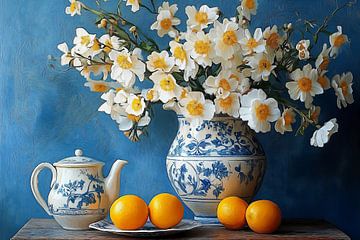 Delfts blauw met Narcissen van Studio BB