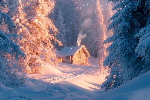 Winterhut in het bos