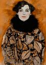 Portret van Johanna Staude in het bruin, naar het werk van Gustav Klimt van MadameRuiz thumbnail
