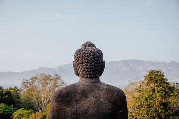 Buddha statue at the Borobudur, Indonesia by Expeditie Aardbol