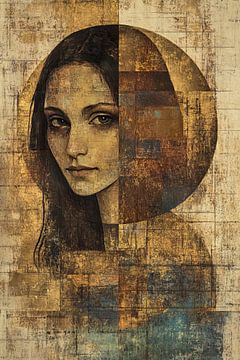 Vrouw goud en geometrie