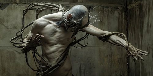 Digitally created man in surrealist style