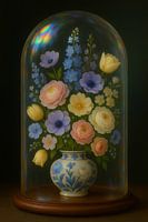 Blumen unter Glasglocke - Soft Pastell