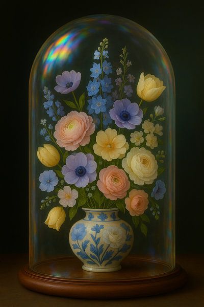 Flowers under bell jar - Soft Pastel by Studio Juna