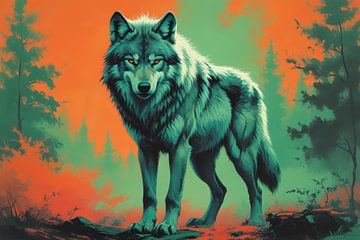 Wolf with orange glow by Art & Soul Creations