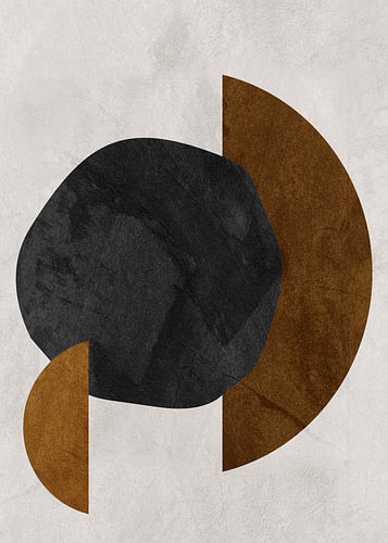 Art abstrait moderne, minimaliste, organique et géométrique, dans des tons ocres.