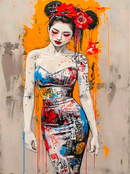 Graffiti Geisha In Urbaner Eleganz von A.D. Digital ART