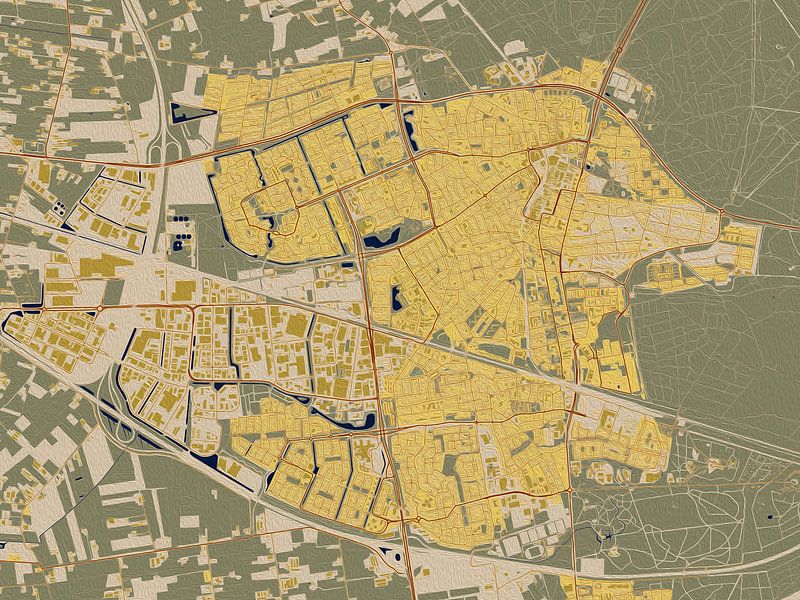 Map of Ede in the style of Gustav Klimt by Maporia