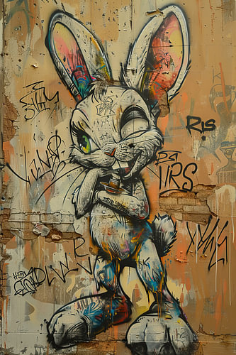 Graffiti-Kaninchen | Krieger der bärtigen Wand