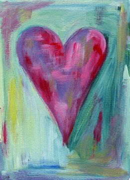 Abstrait coeur violet peinture acrylique sur Karen Kaspar