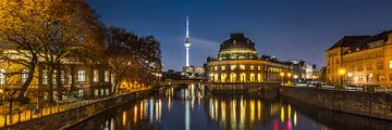 BERLIN Museumsinsel und Fernsehturm über der nächtlichen Spree
