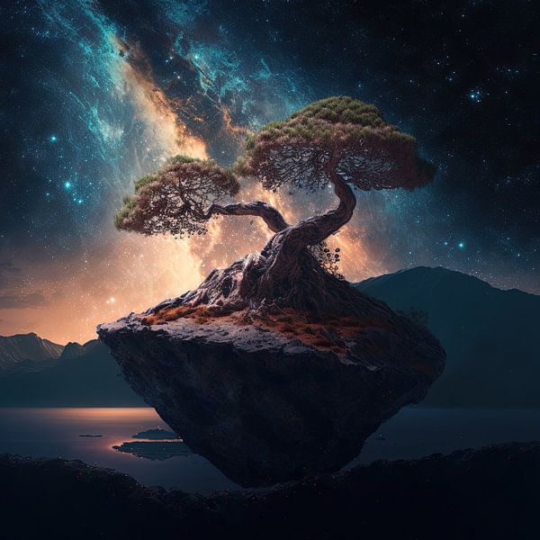 Bonsai Tree with Galaxy by Denny Gruner