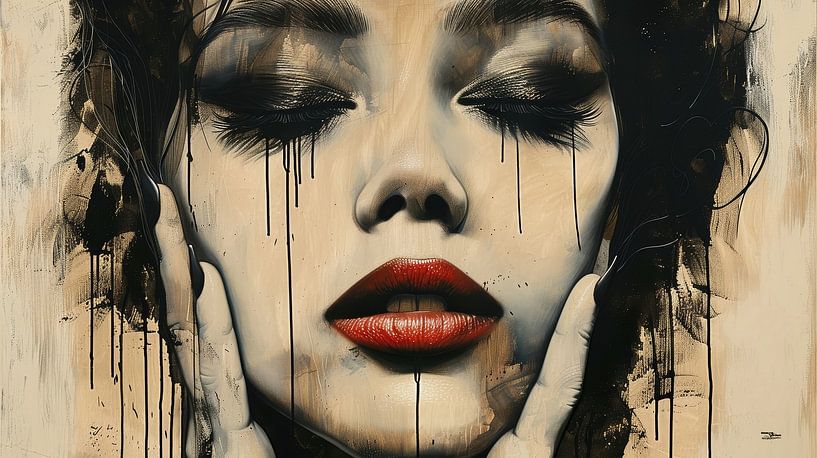 Abstraktes Vintage-Frauengesicht von Gelissen Artworks