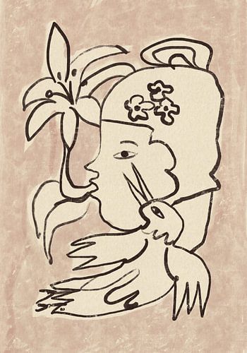 Minimalist Woman Bird Lily