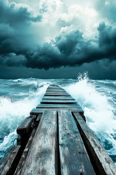 Storm over the wooden walkway - Dramatic by Poster Art Shop