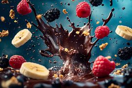 Splash au chocolat et aux fruits - Dynamique sur Poster Art Shop