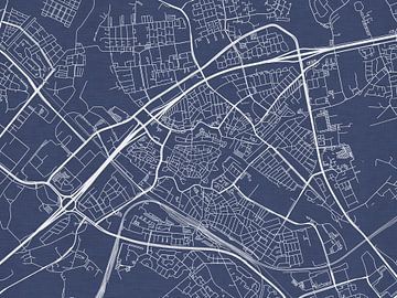 Carte de Zwolle en bleu royal sur Map Art Studio