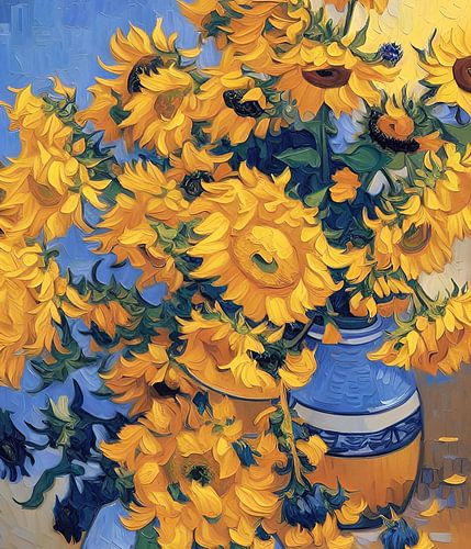 Vase with sunflowers