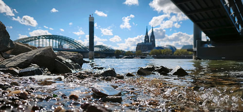 View of Cologne Cathedral from the banks of the Rhine