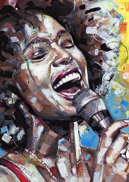 Whitney Houston malerei von Jos Hoppenbrouwers