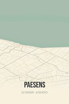 Vintage landkaart van Paesens (Fryslan) van Rezona
