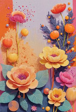 Fantasie bloemen boeket in de lente - Pop surrealisme schilderij van FRESH Fine Art