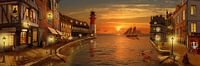Nostalgische haven in zonsondergang van Monika Jüngling thumbnail