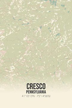 Vintage landkaart van Cresco (Pennsylvania), USA. van MijnStadsPoster