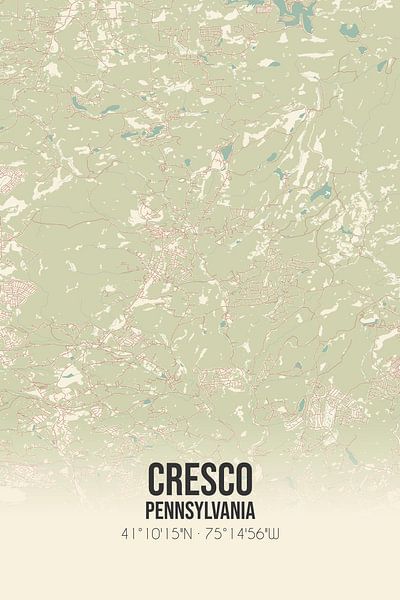 Carte ancienne de Cresco (Pennsylvanie), USA. par Affiches de lieux